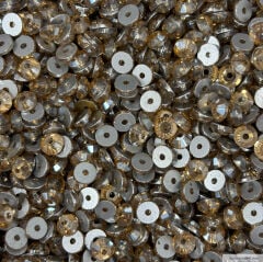 6mm  Dikme Cam Taş Gold Rengi - Ortadan Delikli Yuvarlak