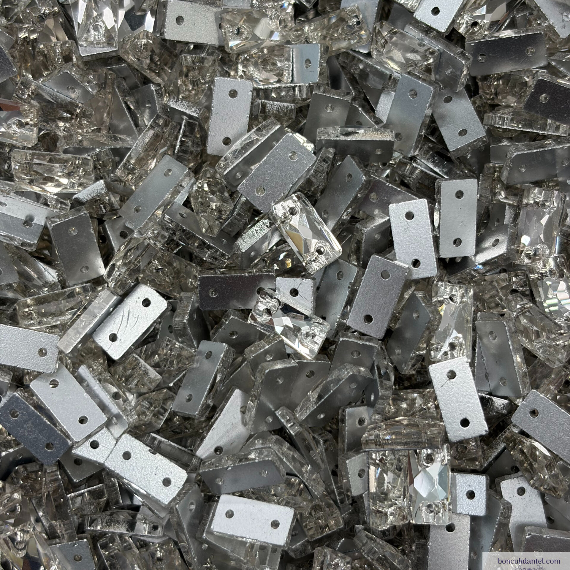 5x10mm Baget Dikme Gümüş Cam Taş