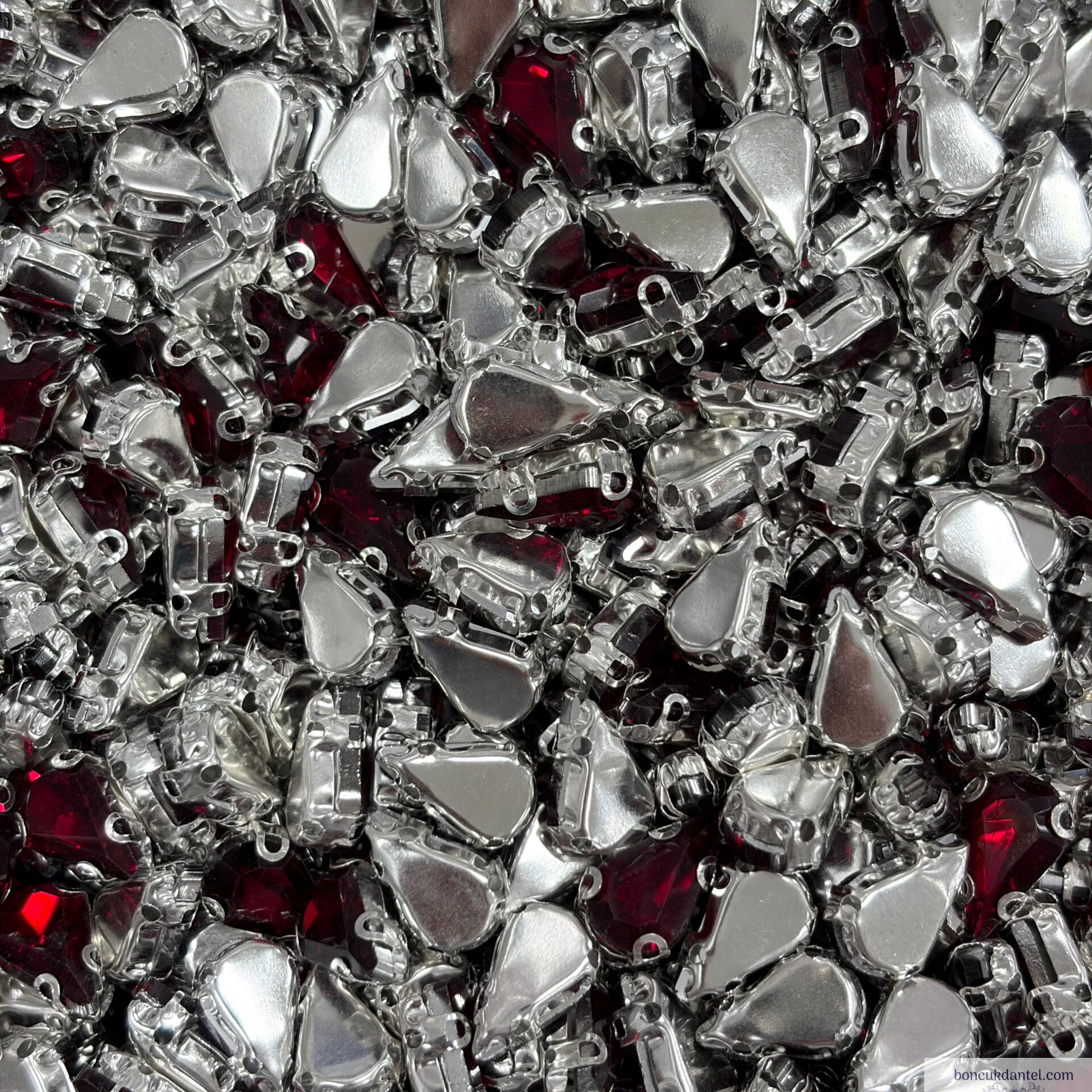 8x13mm Damla Kasalı Cam Taş Renkleri (100'lü) Paket Bordo