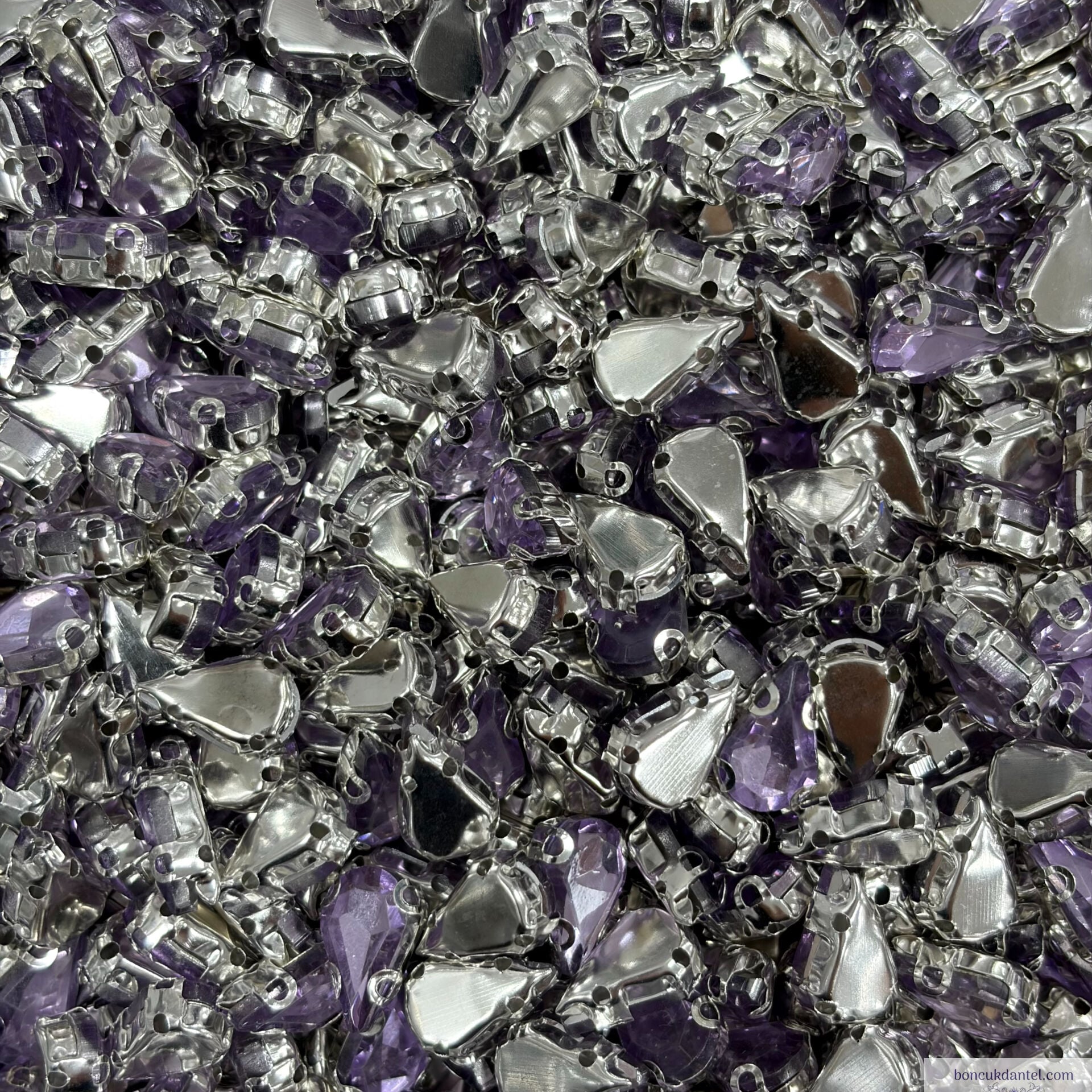 8x13mm Damla Kasalı Cam Taş Renkleri (100'lü) Paket Lila