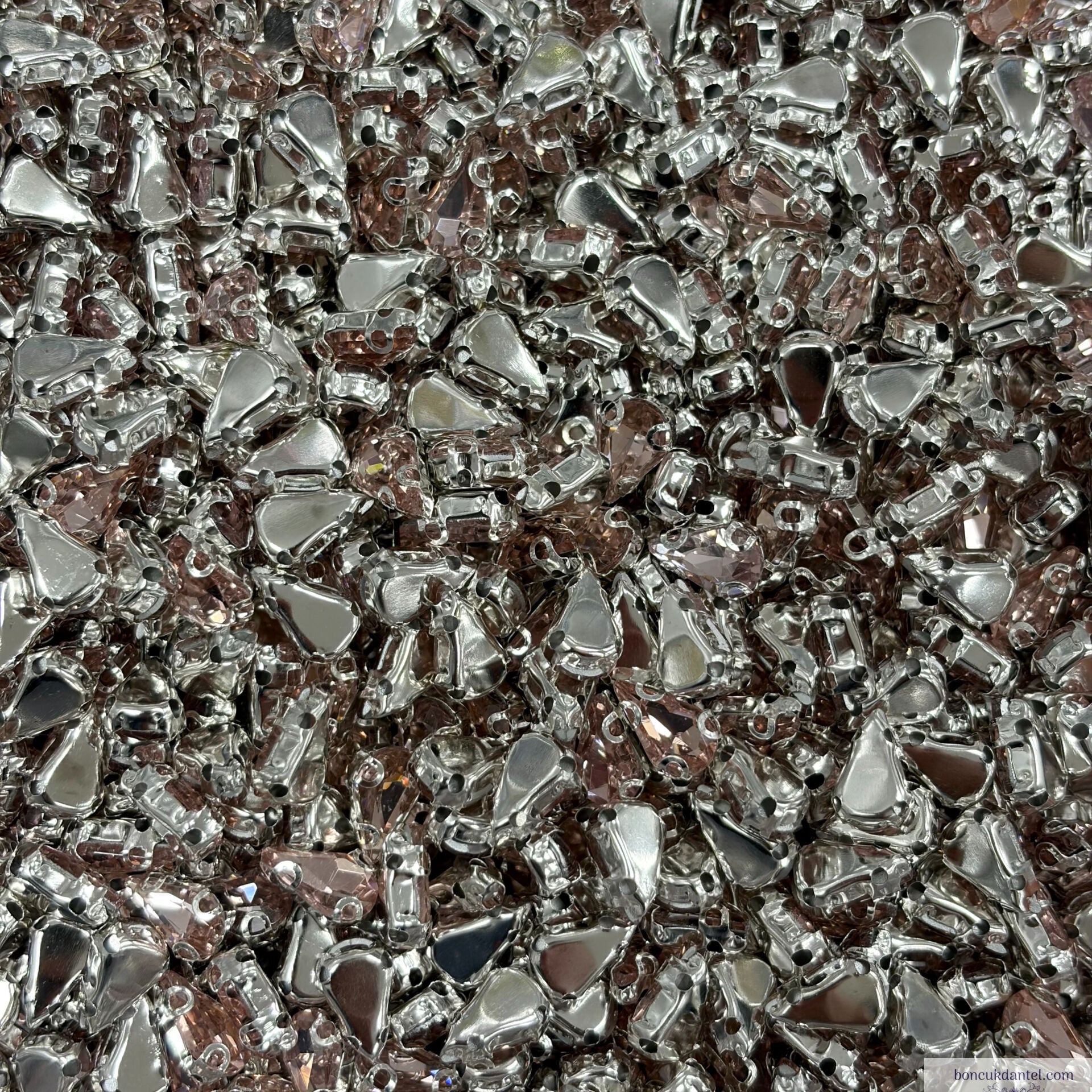 6x10mm Damla Kasalı Cam Taş Renkleri (100'lü) Paket Pembe