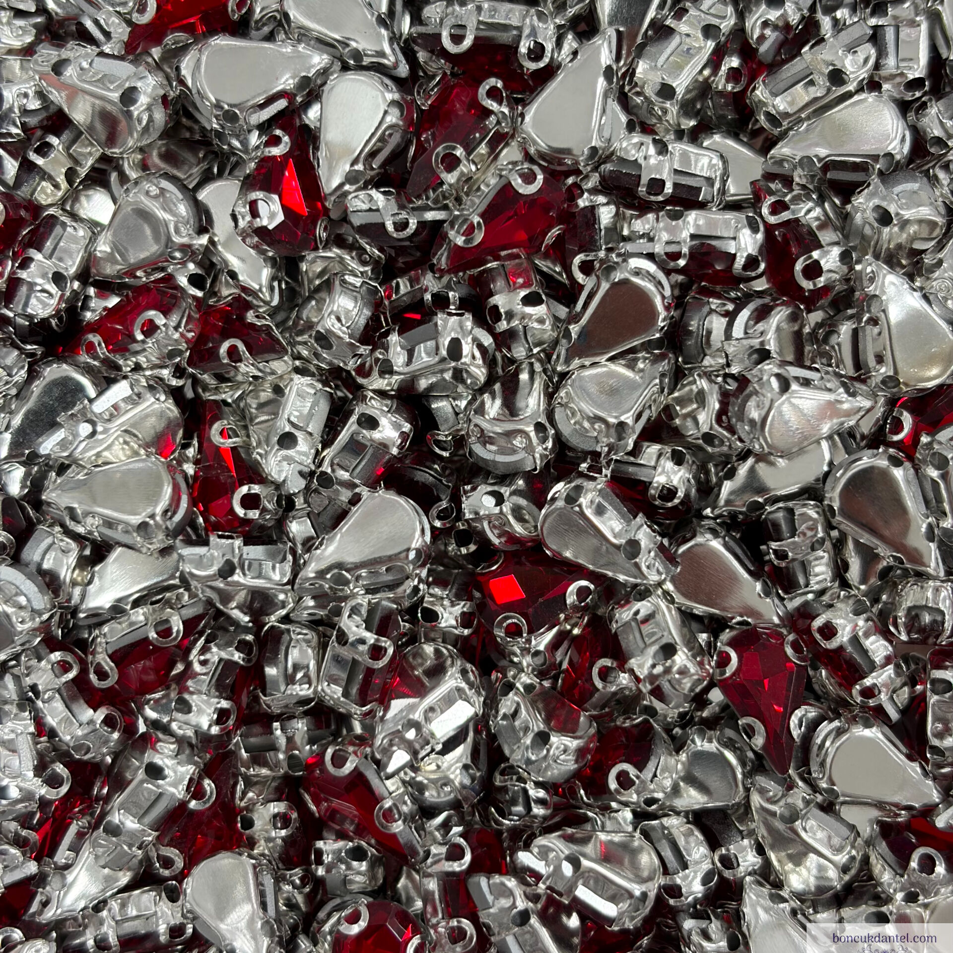 6x10mm Damla Kasalı Cam Taş Renkleri (100'lü) Paket Bordo