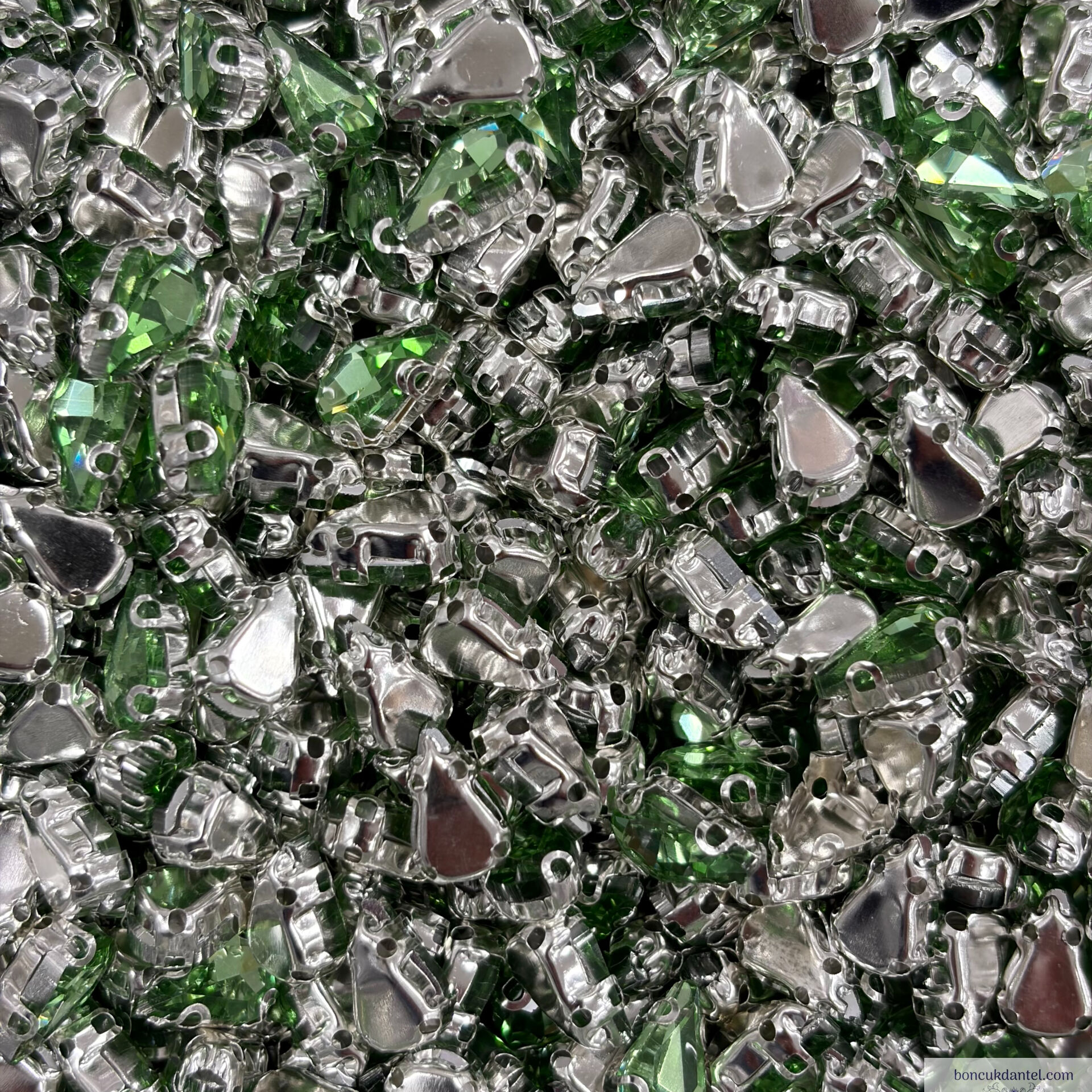 6x10mm Damla Kasalı Cam Taş Renkleri (100'lü) Paket Su Yeşili