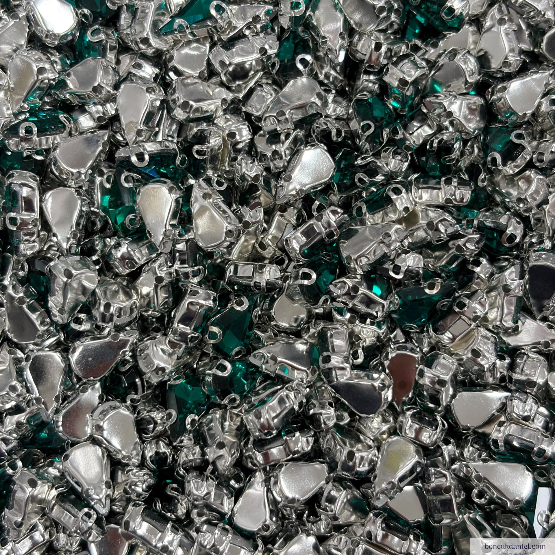 6x10mm Damla Kasalı Cam Taş Renkleri (100'lü) Paket Zümrüt Yeşili