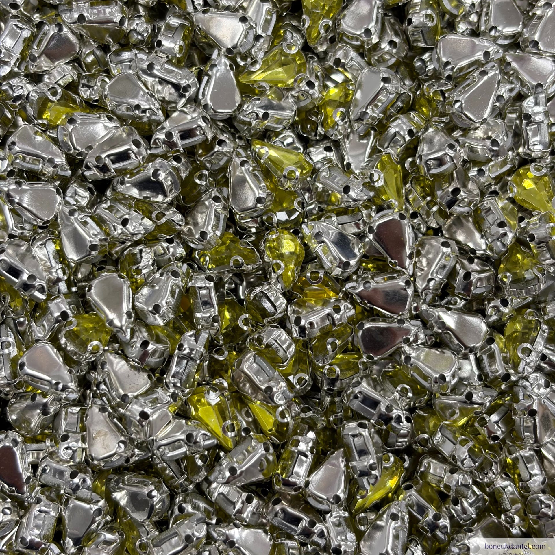 6x10mm Damla Kasalı Cam Taş Renkleri (100'lü) Paket Limon Sarı