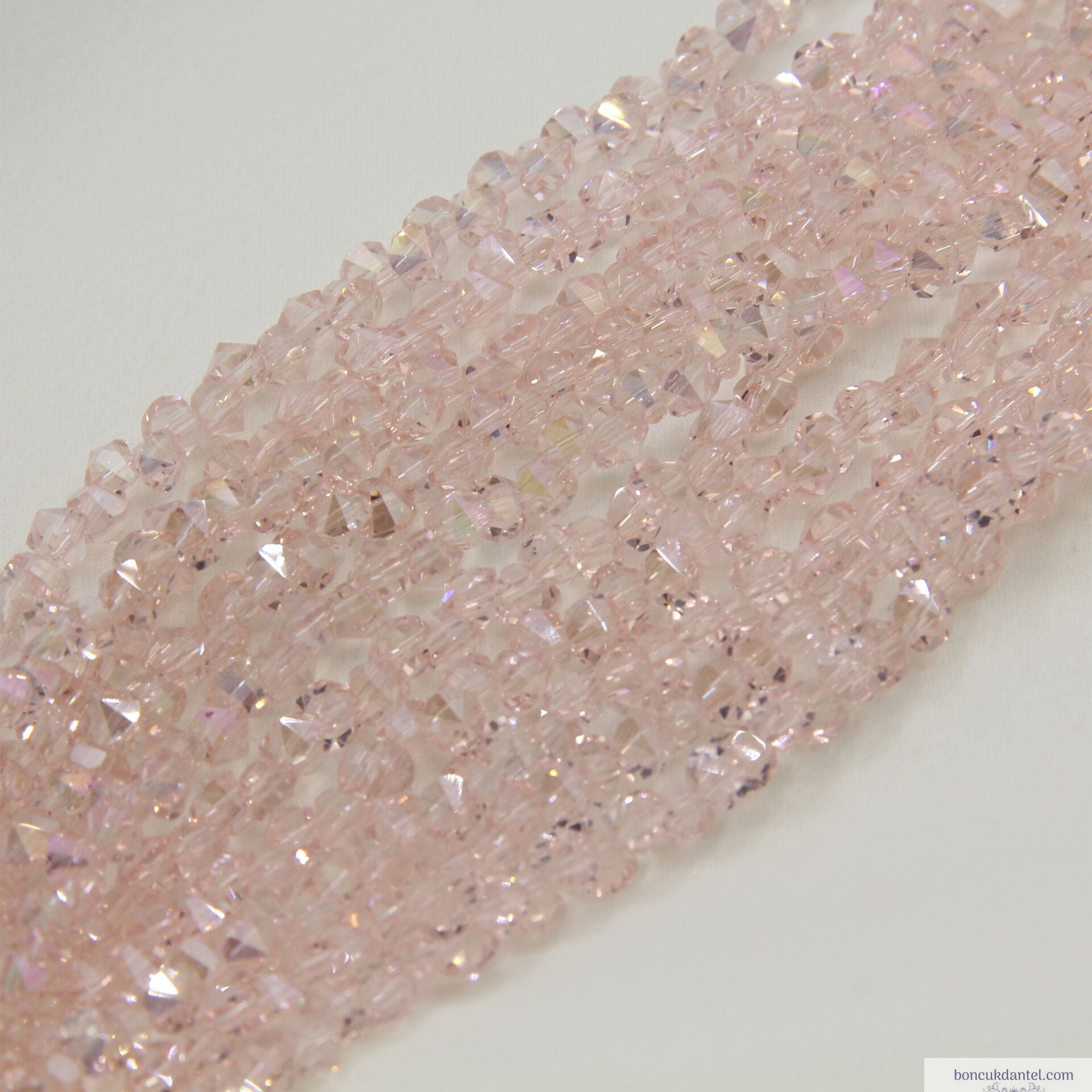 6mm Alttan Dikme Kristal Pudra Pembe Rengi