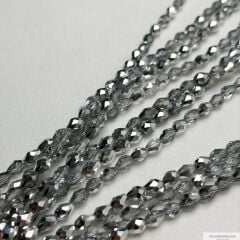 4x6mm İçten Delikli Damla Çift Gümüş Rengi