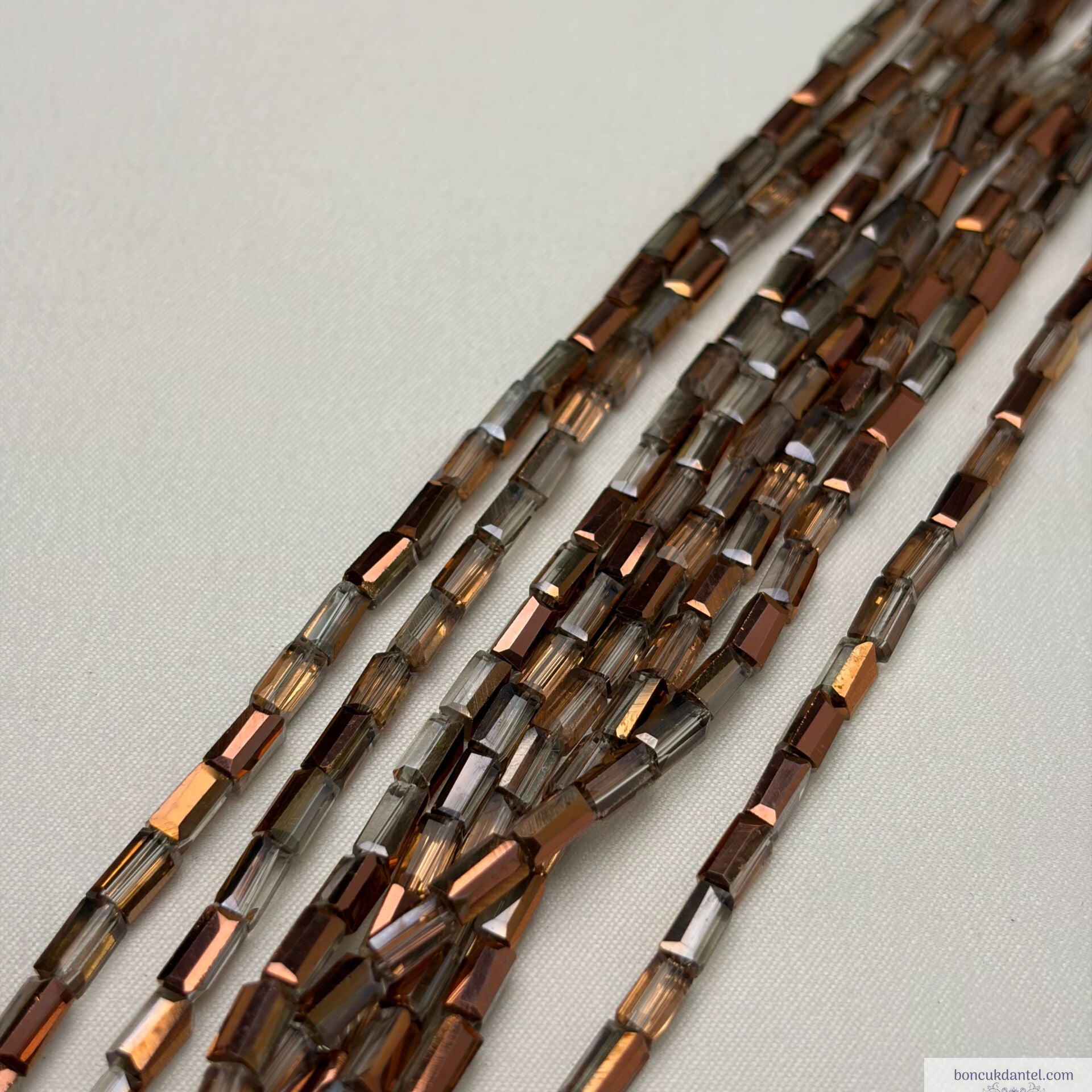 3x6mm Baget Kristal Çift Bakır Rengi