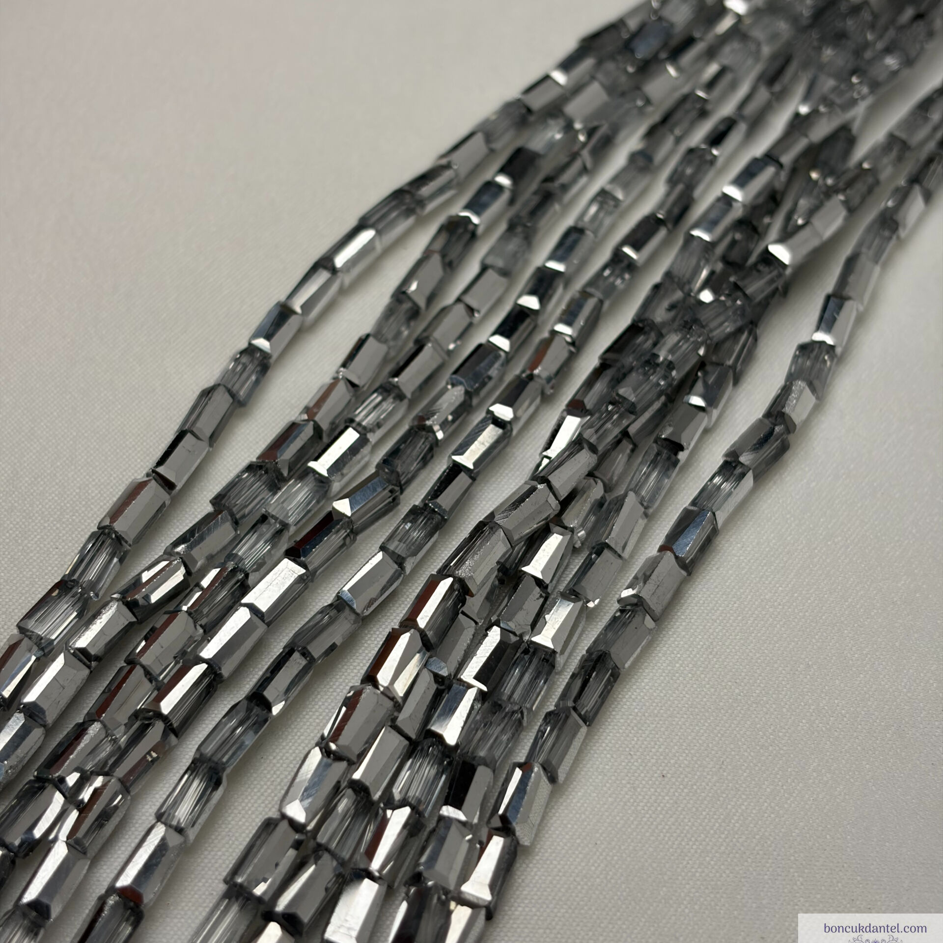 3x6mm Baget Kristal Çift Gümüş Rengi